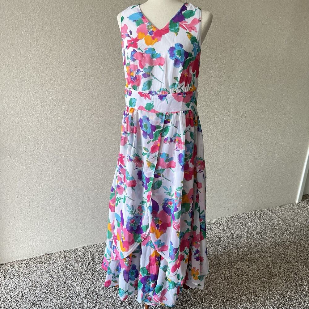 Jessica Howard Dress Womens 12 Colorful Floral Cottagecore Sleeveless Midi